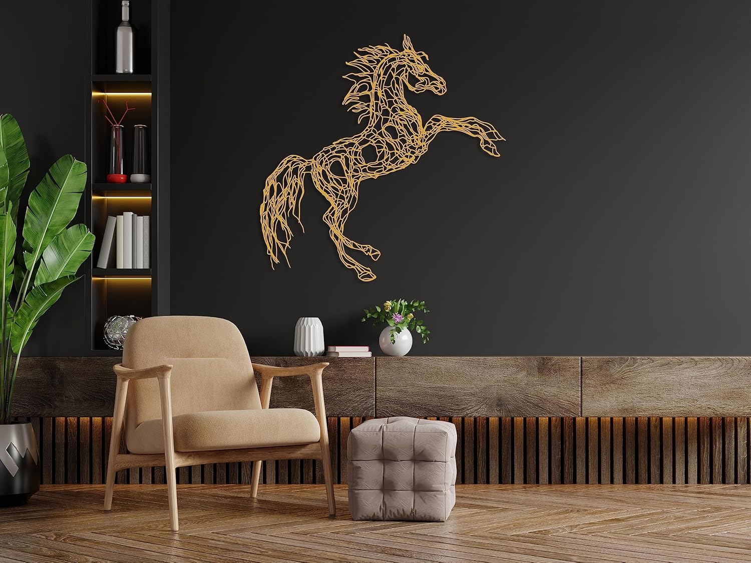 DecoSoul Tree Horse Metal Wall Art Decor 50x50cm