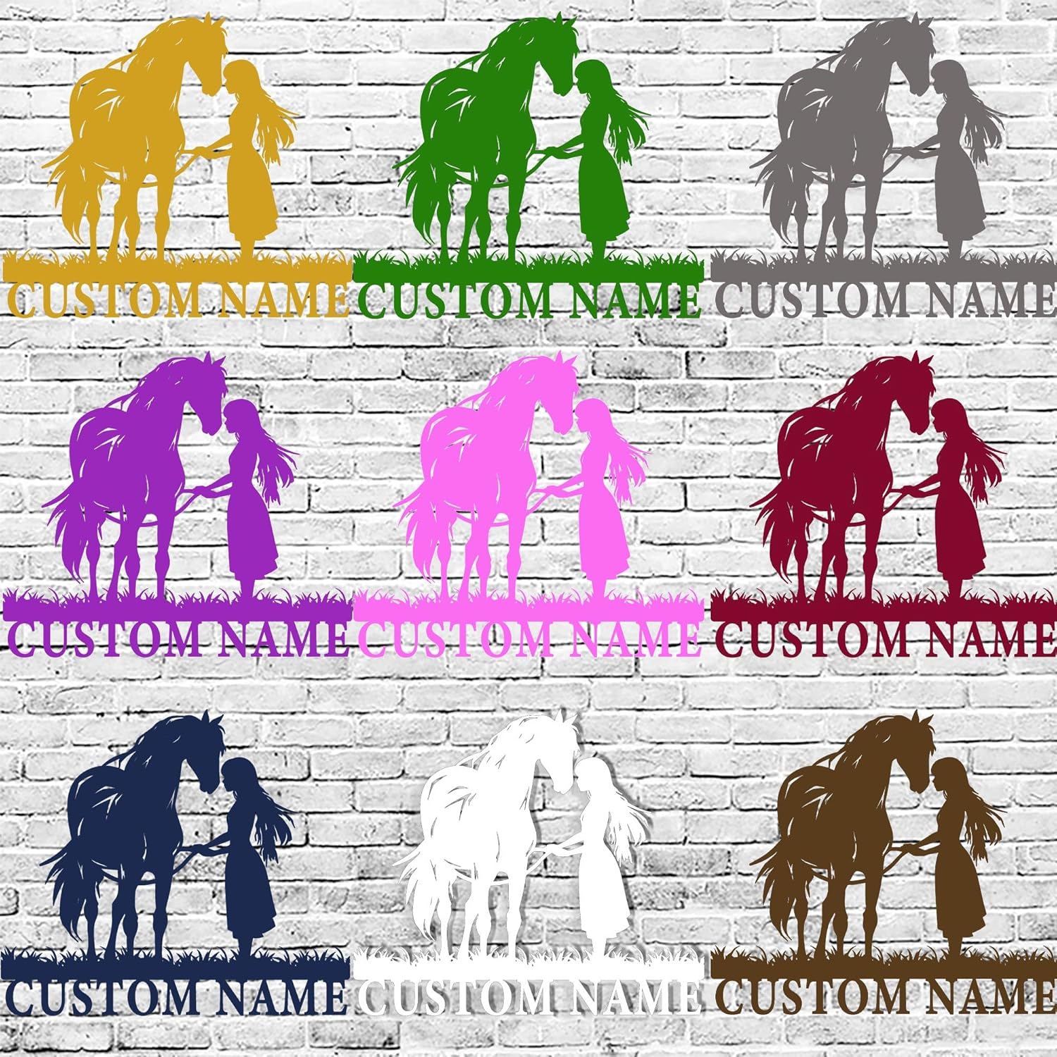 Gotstorms Customizable Horse Silhouette Wall Art with Name Plate