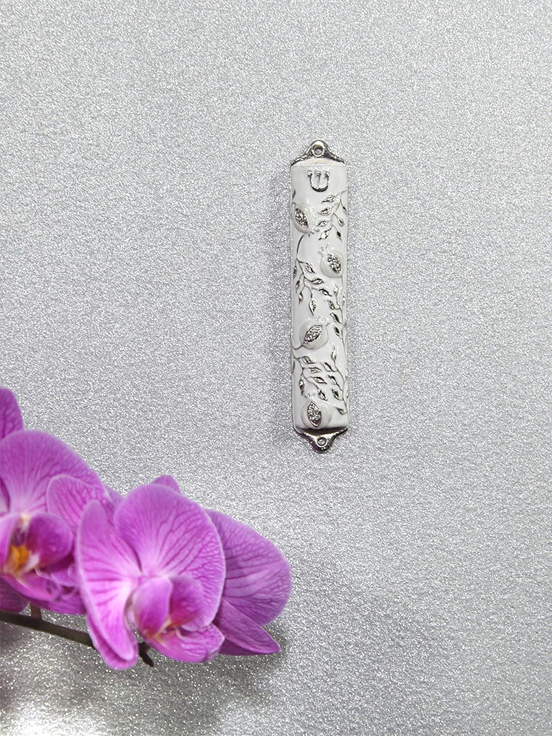 Mezuzah Case Pomegranate Tree Pewter 4 Inch Door Decor