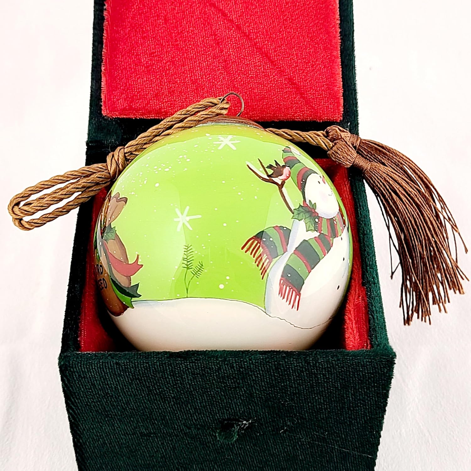 Snowman Feeding Birds LiBien Glass Collectible
