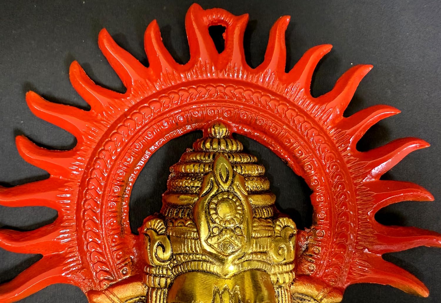 Ganesha Wall Hanging Decor 8 Inch Brass Temple Sculpture