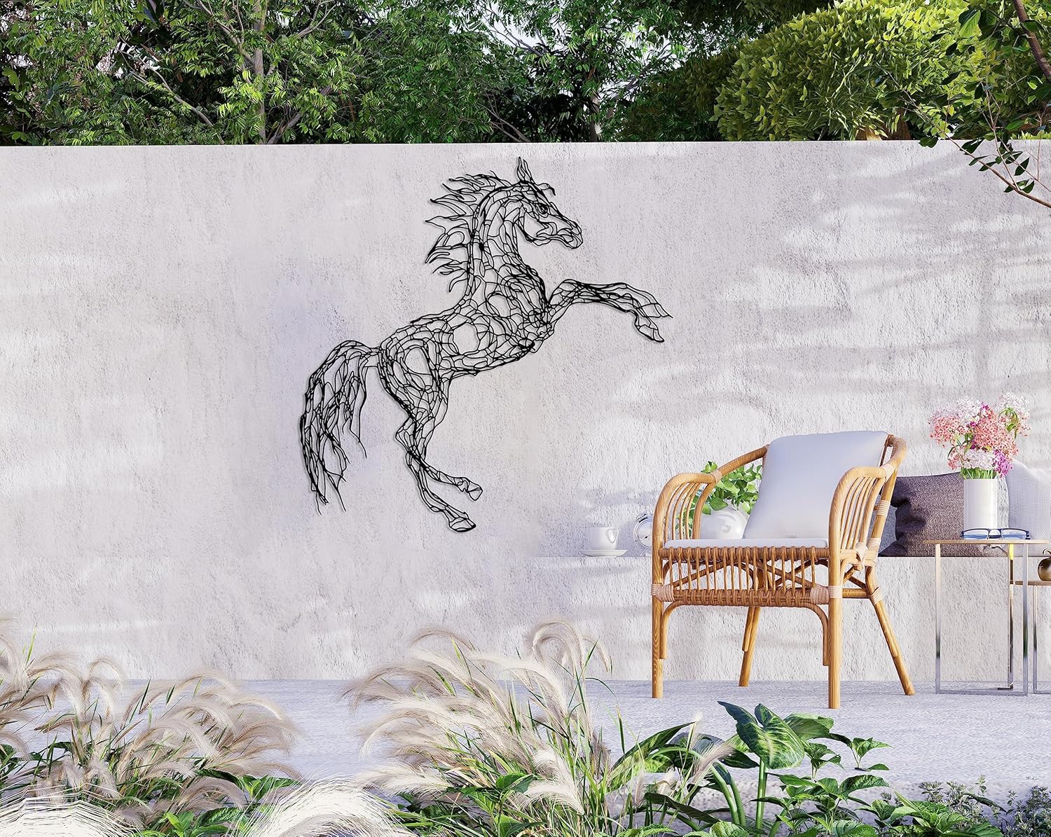 DecoSoul Tree Horse Metal Wall Art Decor 50x50cm