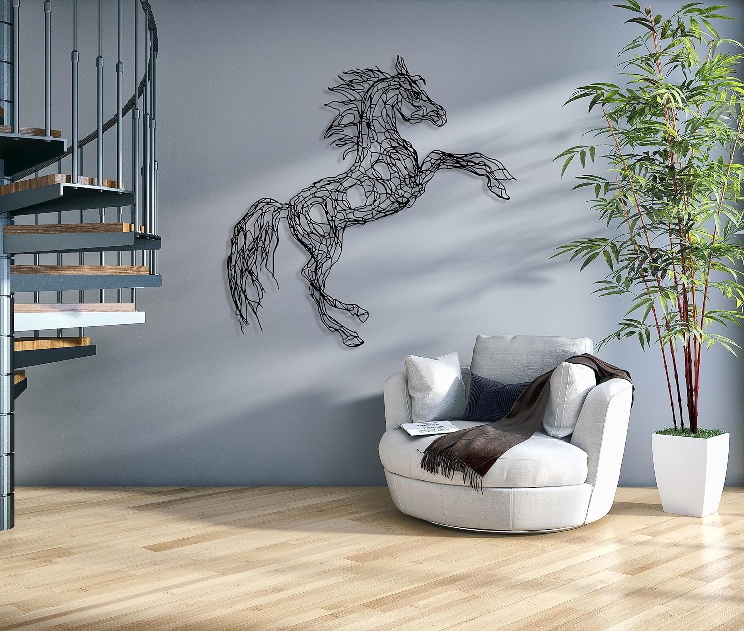 DecoSoul Tree Horse Metal Wall Art Decor 50x50cm
